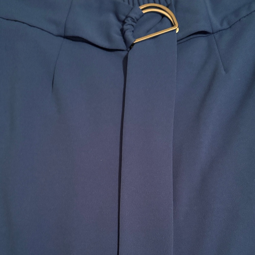 Blue Belted Dress Pants